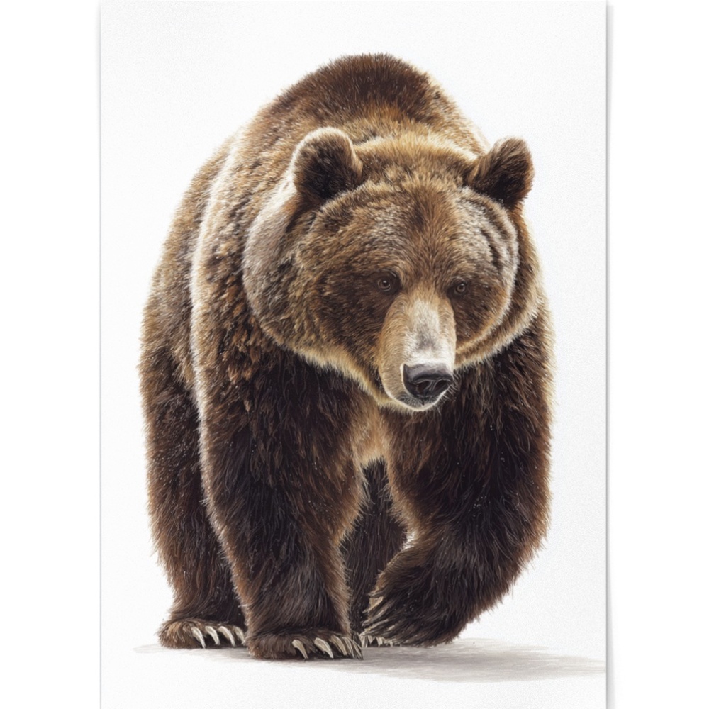 Watercolor Grizzly Bear Portrait Wall Art Print Poster - Unframed Artwork - Picture 2 of 5